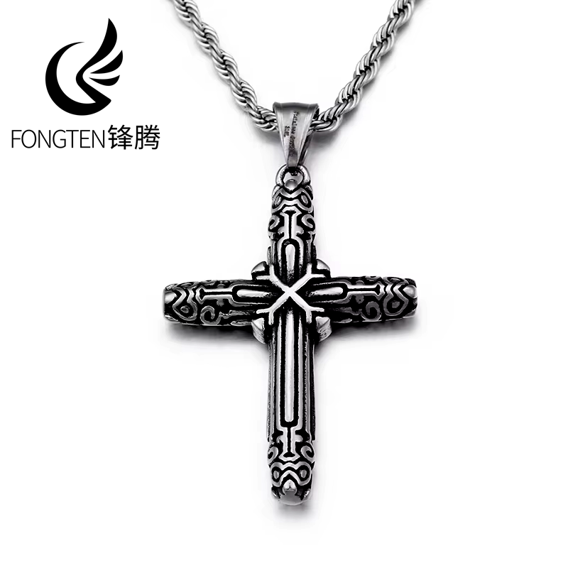 Men Accessories Singapore - Fongten ريترو الصليب نعمة قلادة قلادة