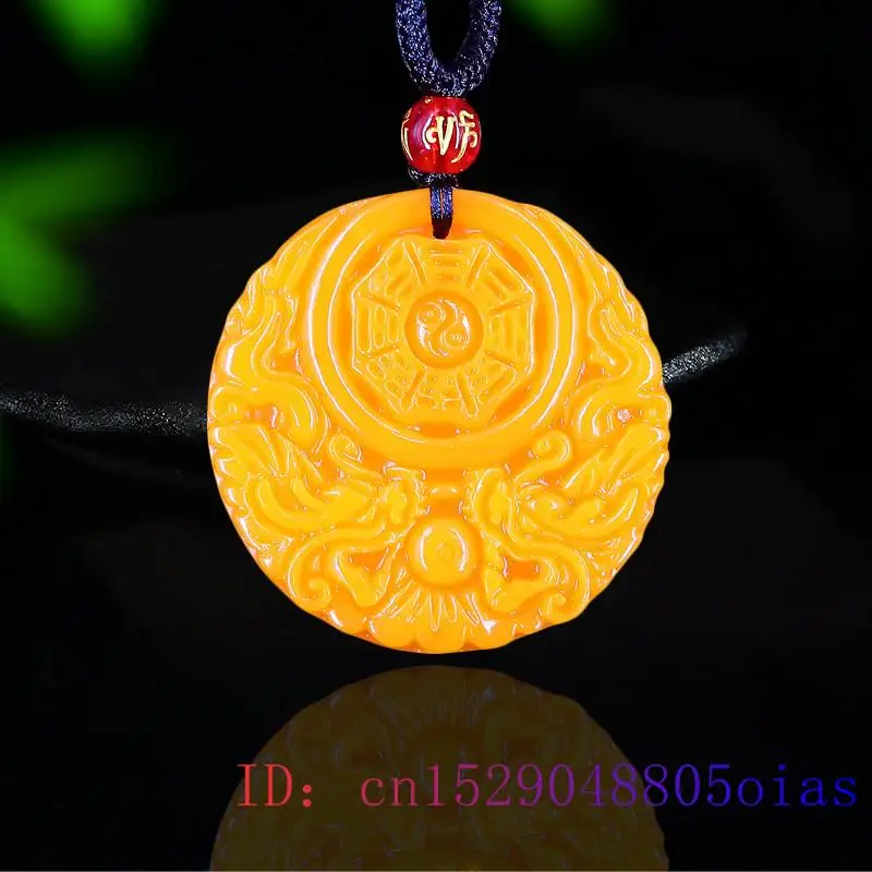 Men'S Yellow Accessories - الأصفر اليشم قلادة على شكل تنين