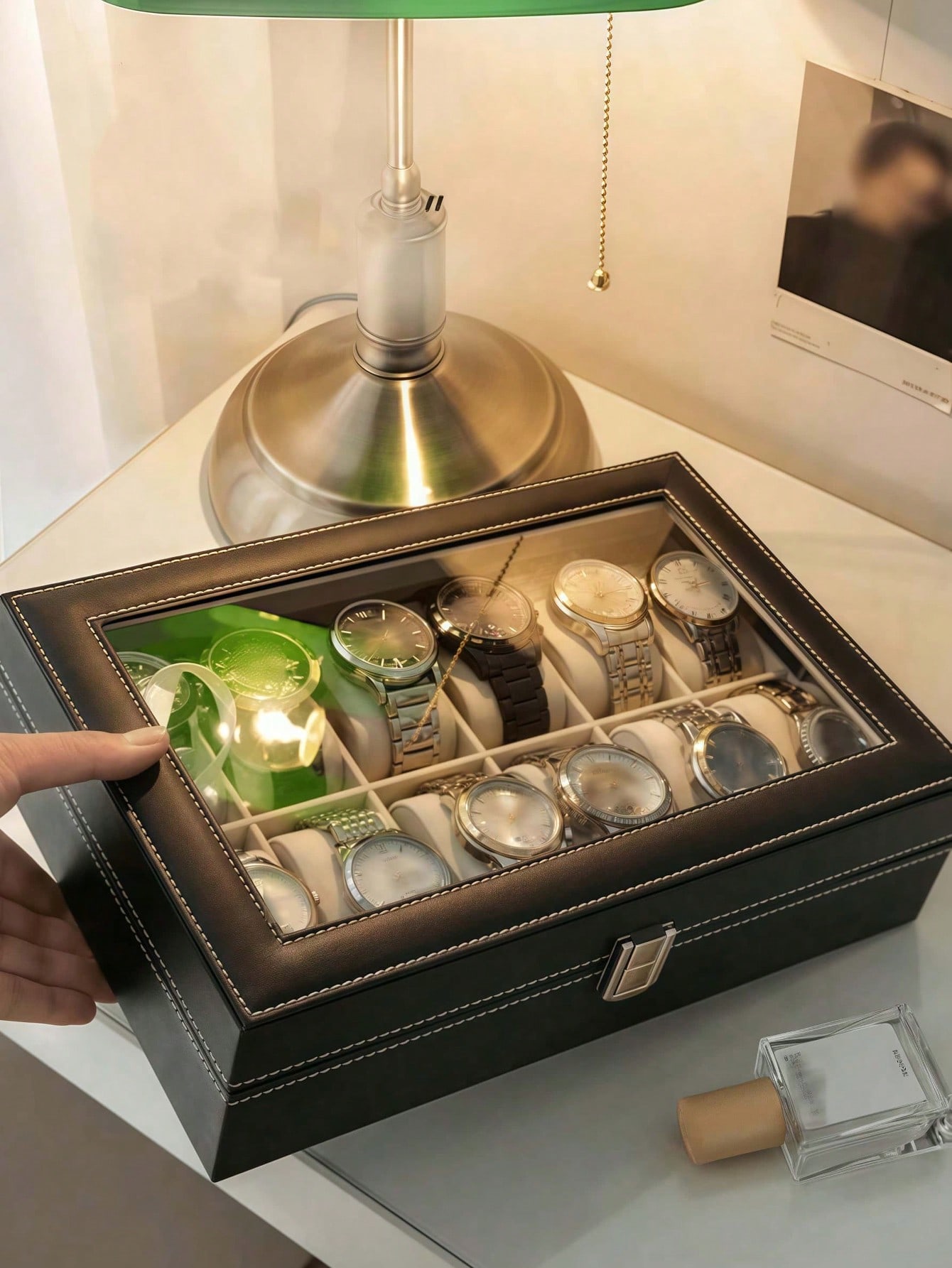 صندوق ساعات جلدي مع قفل، علبة  - مراجعة Men'S Accessories Drawer Organizer وسعره