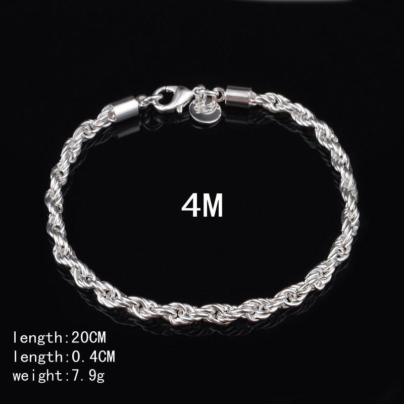 سوار فضي مطلي بتصميم حبل ملتوي - مراجعة Men Accessories Singapore وسعره