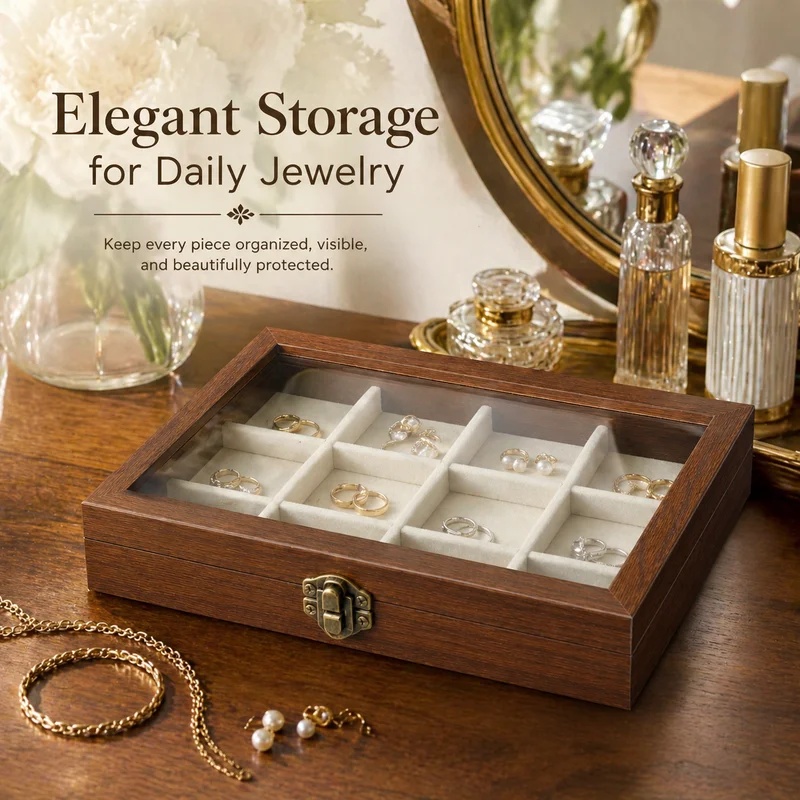 منظم مجوهرات مخملي بنمط خشب ال - مراجعة Men'S Accessories Drawer Organizer وسعره