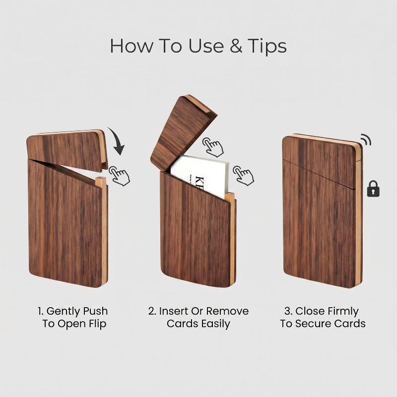 حامل بطاقات أعمال خشبي محمول،  - مراجعة Men'S Accessories Case وسعره